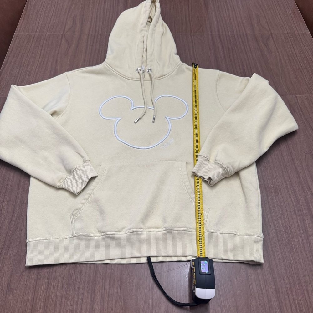 H&M Disney Mickey Mouse Women’s Medium‎ Hooded Sweatshirt Butter Yellow Casual - Picture 7 of 11